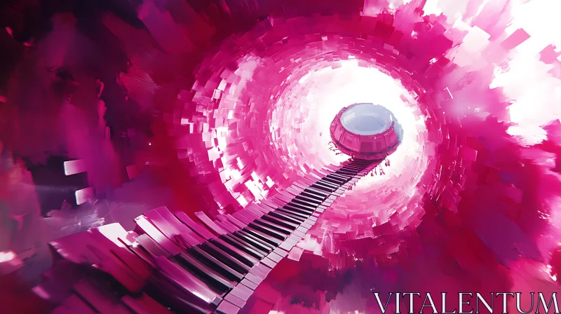 Whimsical Pink Tunnel with Piano Keys AI Image