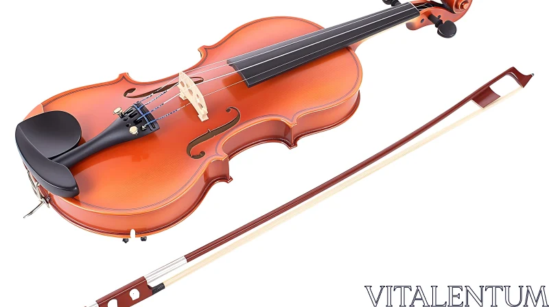 Beautifully Detailed Violin with Bow AI Image