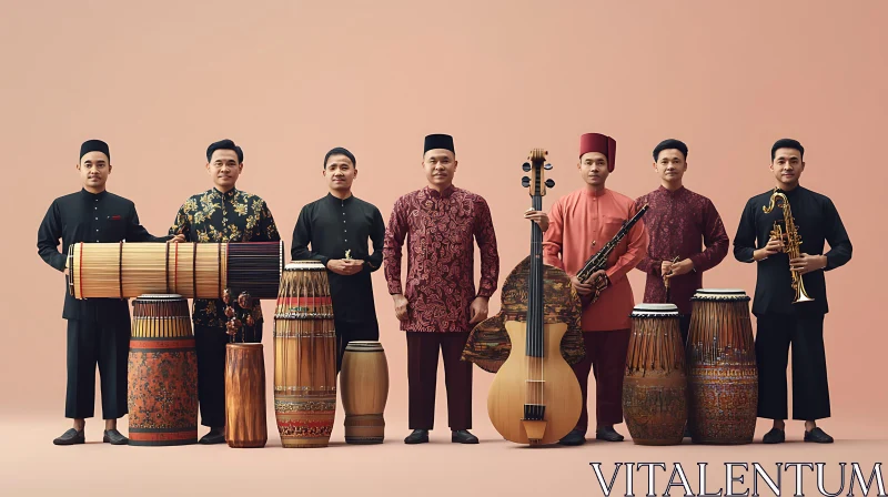 Group of Traditional Musicians with Instruments AI Image