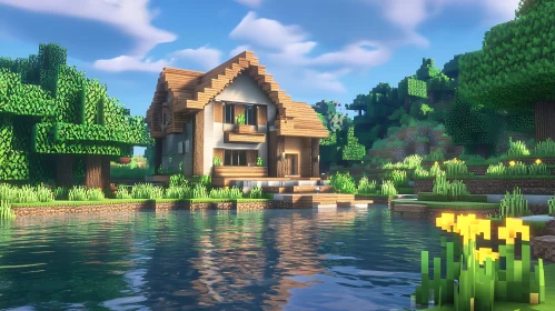 Peaceful Minecraft Lake House Surrounded by Nature