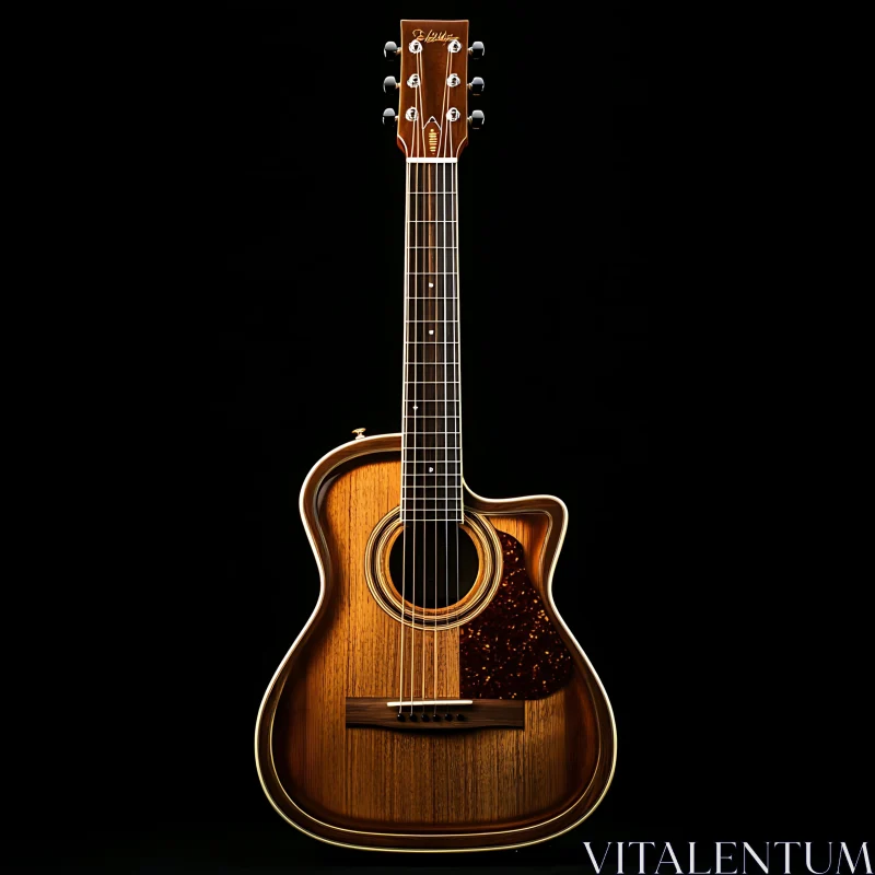 AI ART Elegant Wooden Acoustic Guitar