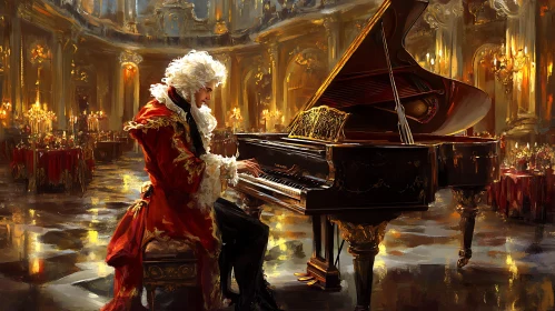 18th Century Musician Playing Grand Piano