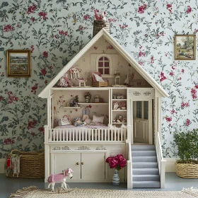 Delightful Miniature Dollhouse in Floral Decor