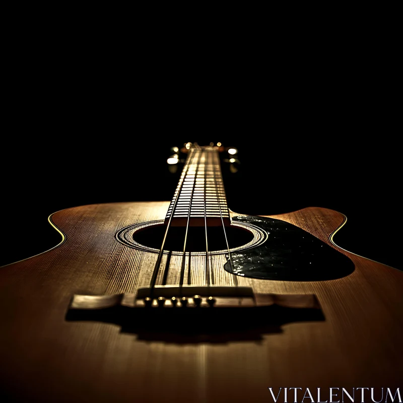 AI ART Acoustic Guitar with Strings in Spotlight