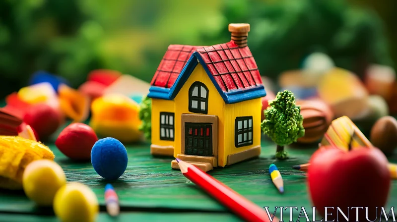 AI ART Artistic Miniature House with Playful Background