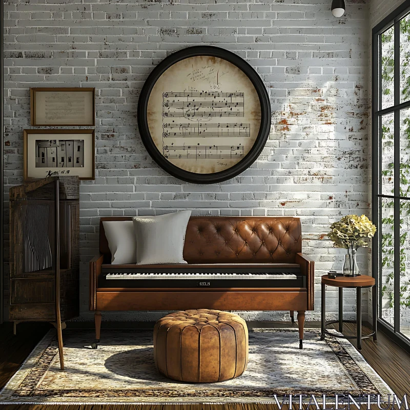 AI ART Sophisticated Living Space with Musical Decor