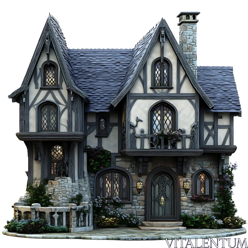 Whimsical Medieval Cottage AI Image