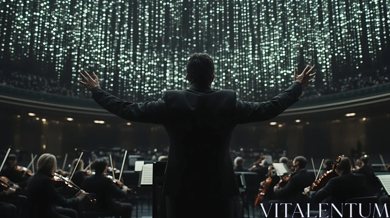 Orchestra Performing Under a Conductor's Guidance AI Image