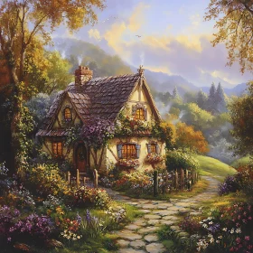 Fairytale Cottage Surrounded by Flowers