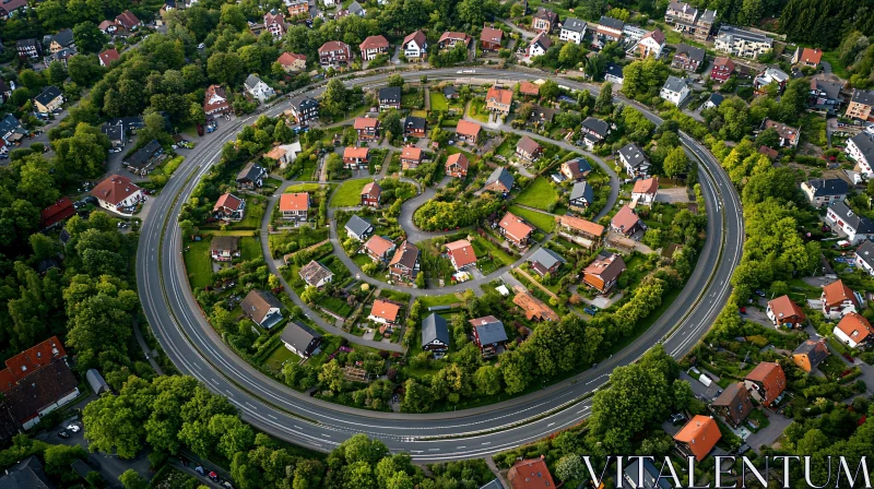 Circular Town Planning Aerial Photography AI Image