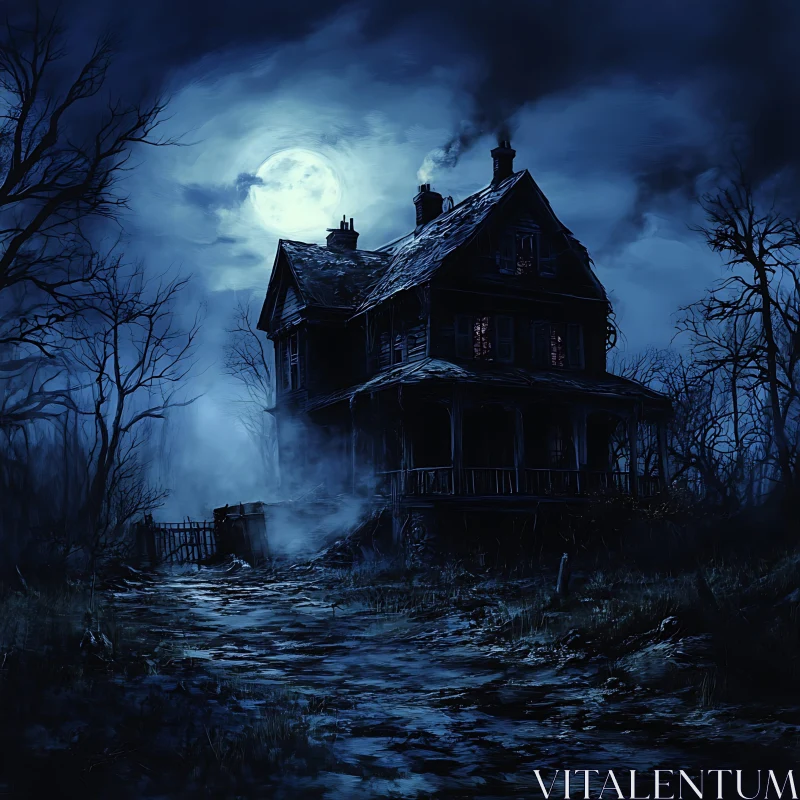 Spooky Gothic House at Night