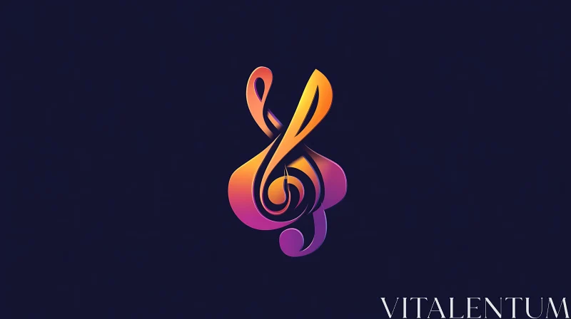 Colorful Music Note Design on Navy Background