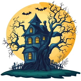 Eerie Moonlit Haunted House
