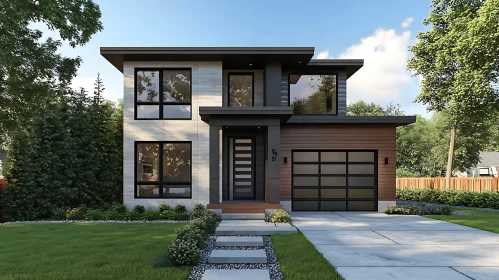 Contemporary Home with Glass Windows and Wooden Exterior