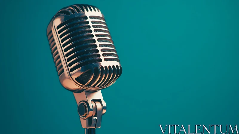Retro-Style Microphone on Teal Background
