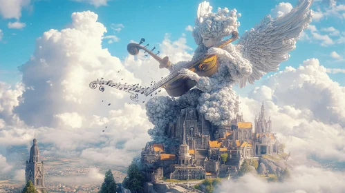 Heavenly Music: Colossal Cloud Angel with Violin