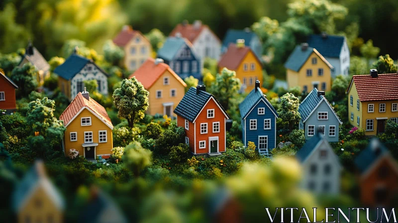 Enchanting Miniature Village with Detailed Model Homes AI Image