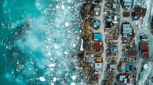 Contrasting Ice Lake and Village from Above