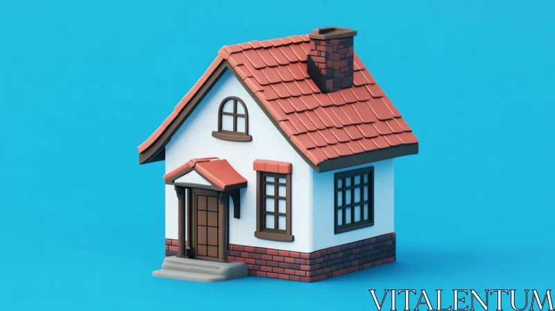 AI ART Architectural Model of Small House with Red Roof