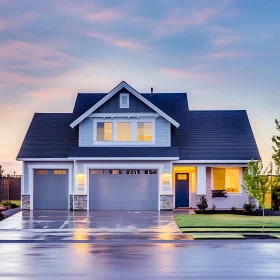 Picturesque Evening View of Modern House