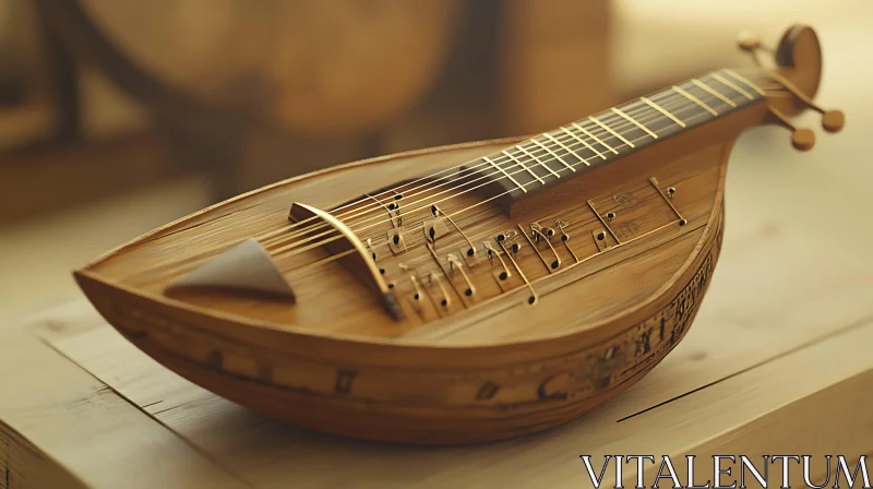 Intricate Wooden Musical Instrument AI Image