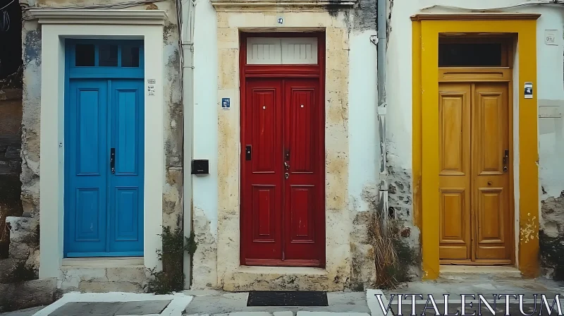 AI ART Trio of Vibrant Doors in Urban Setting