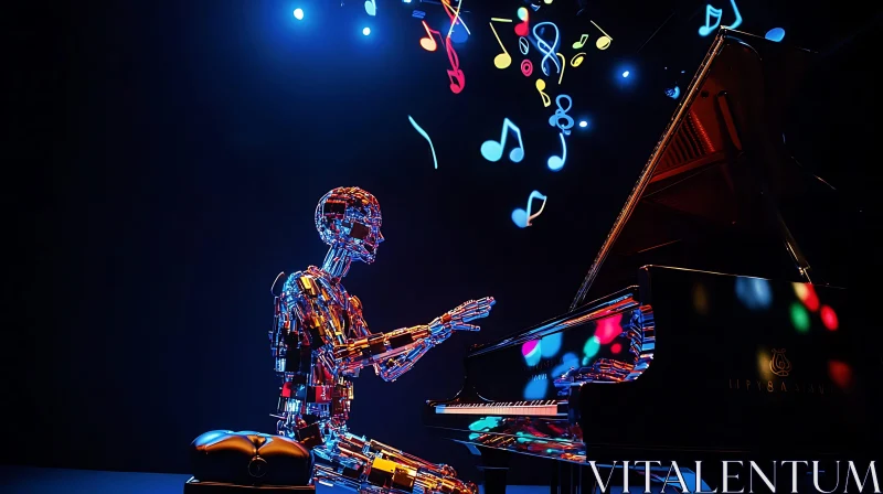 Robotic Performance with Musical Notes AI Image