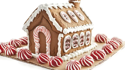 Intricate Gingerbread House Adorned with Festive Candies