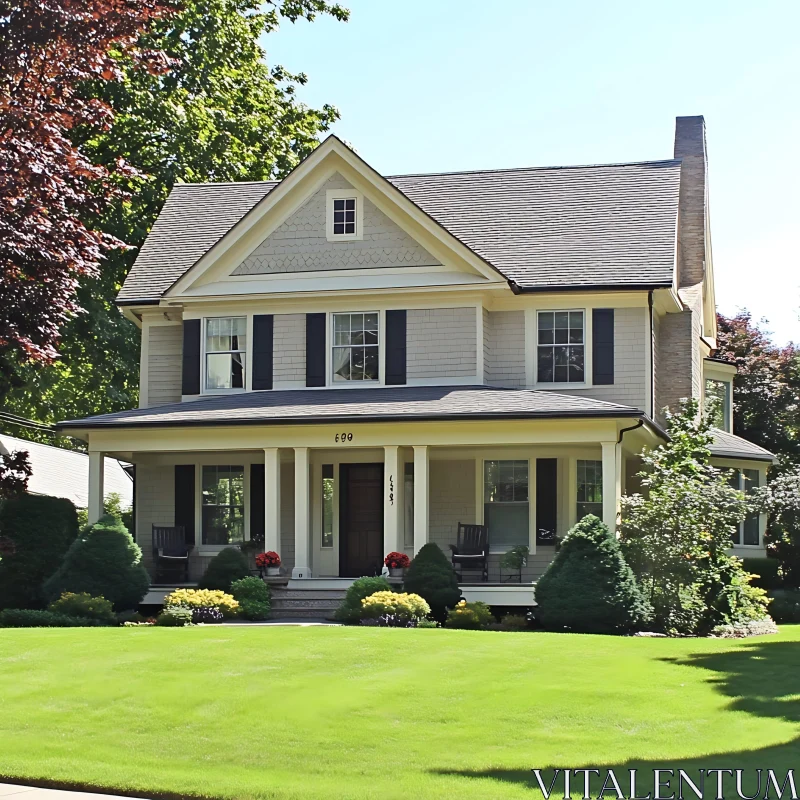 Beautiful Two-Story Home in Suburban Area AI Image