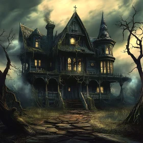 Ominous Gothic House Embraced in Mystery