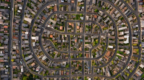 Urban Labyrinth: Aerial View of Suburban Streets