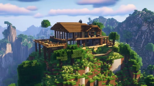 Minecraft Mountain House with Large Terrace