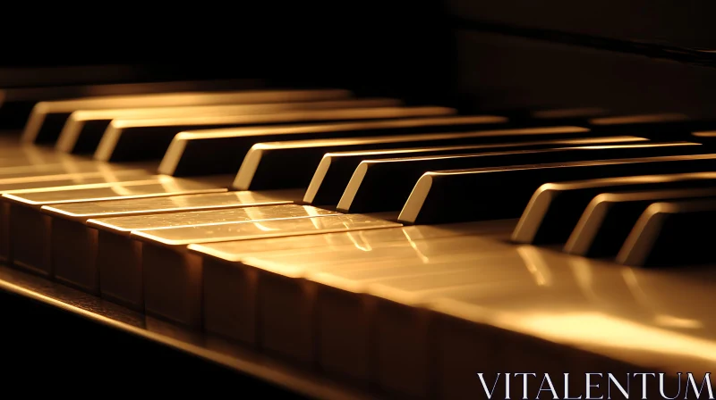 Sophisticated Piano Keys Illuminated in Warm Light AI Image