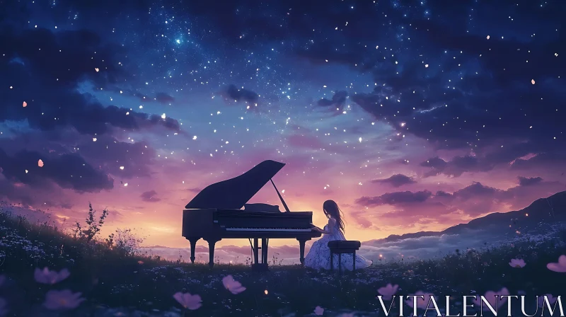 Enchanted Twilight with Grand Piano AI Image