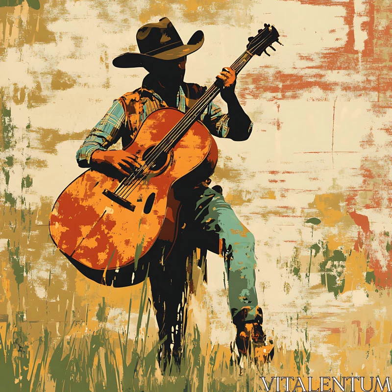 AI ART Cowboy Guitar Art