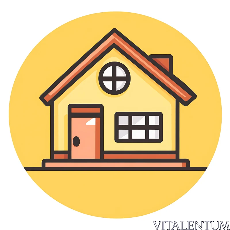 AI ART Cartoon House Icon with Red Accents