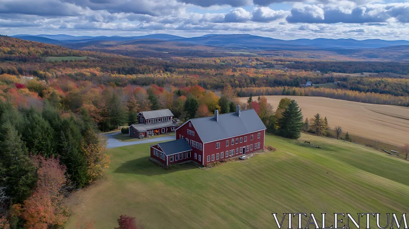 Rural Landscape with Farmhouse in Autumn AI Image