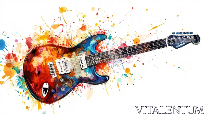 Colorful Electric Guitar in Abstract Surrealism AI Image