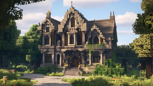 Gothic Mansion Amidst Lush Forest