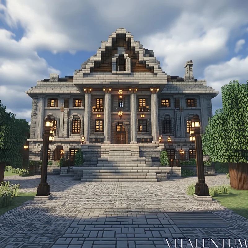 Elegant Minecraft Architecture: Grand Mansion AI Image