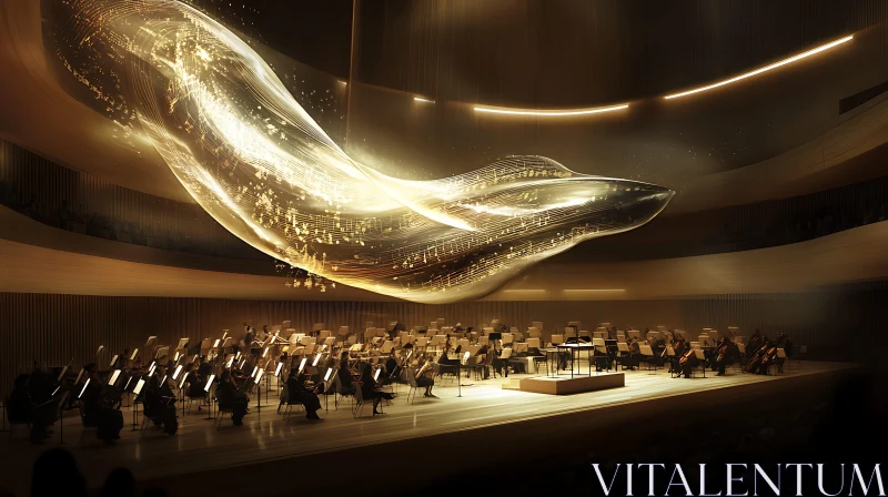 Orchestra Concert with Ethereal Light Display AI Image