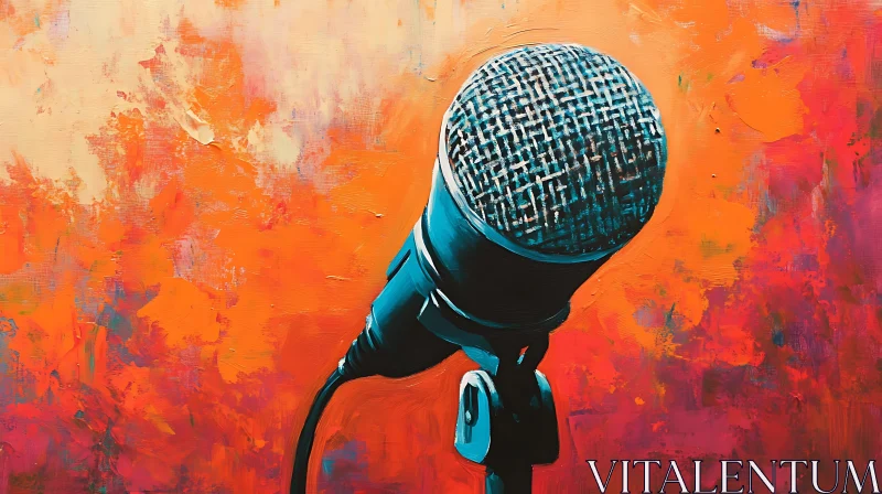 Vibrant Microphone in Abstract Pop Art AI Image