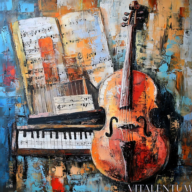 Violin and Piano in Abstract Art AI Image