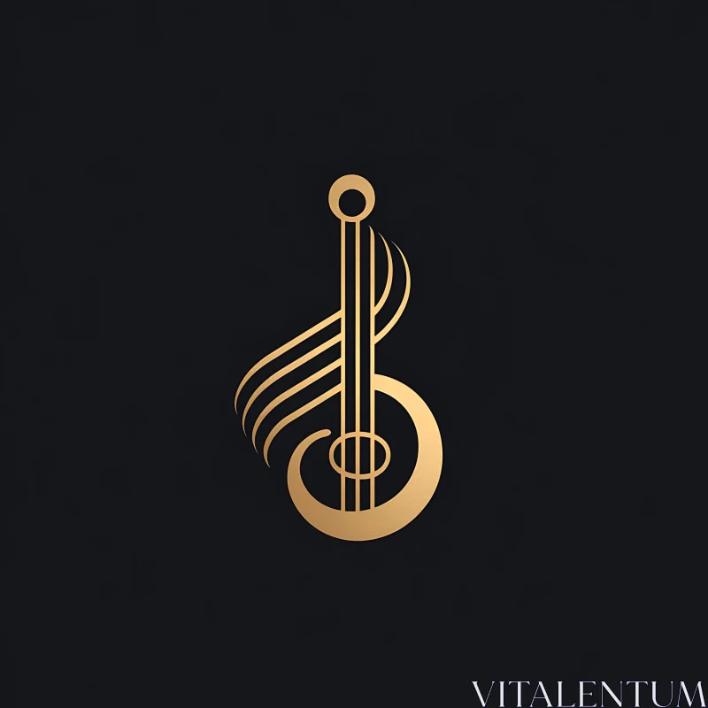 AI ART Golden Abstract Guitar and Music Symbol