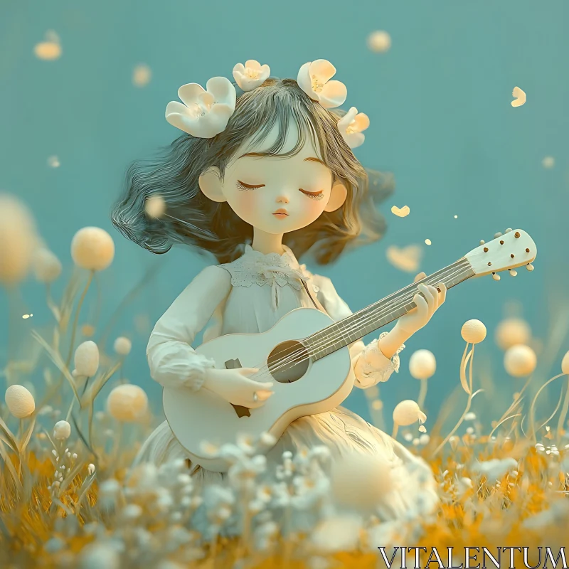 Dreamy Animation of a Girl with Guitar AI Image