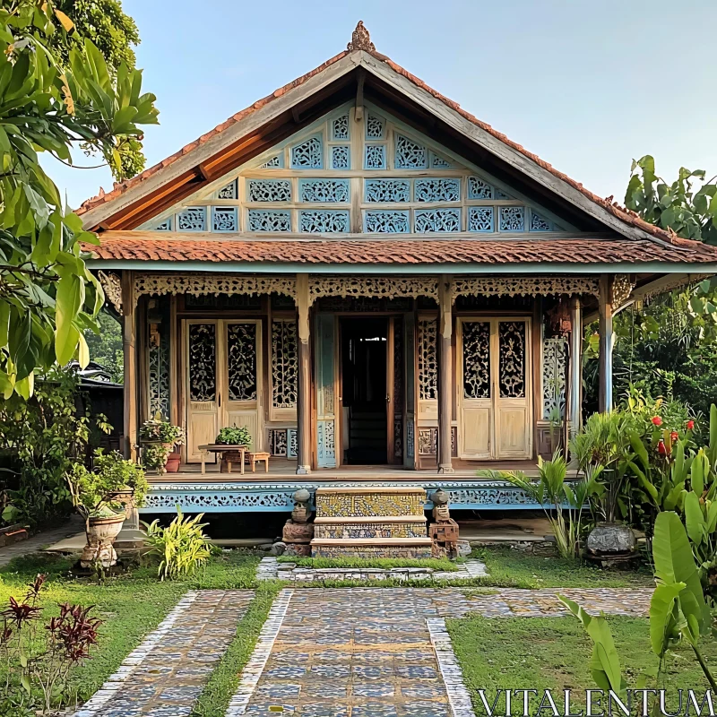 Charming Wooden House in Lush Environment AI Image