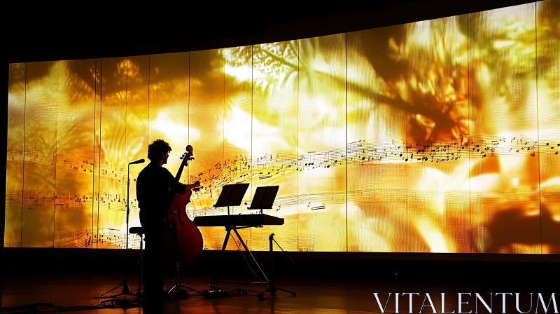 Silhouette of Cellist in Concert AI Image