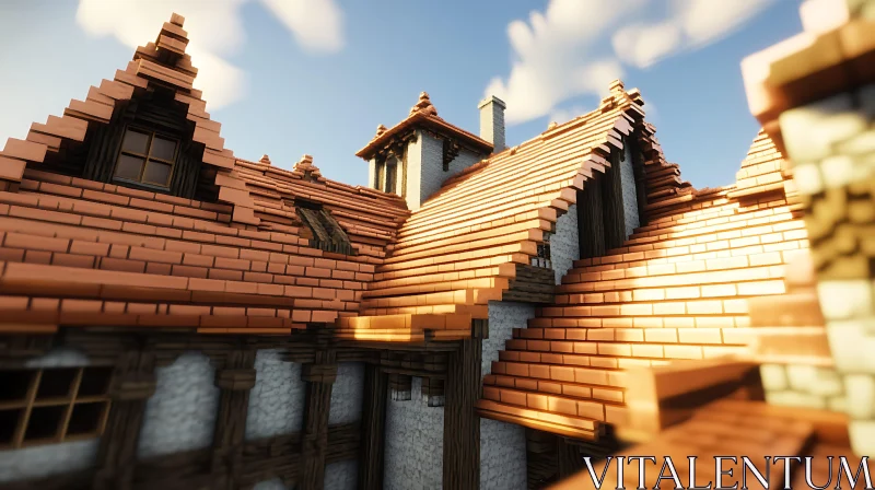 Vintage Medieval Architecture with Detailed Roof and Timber AI Image