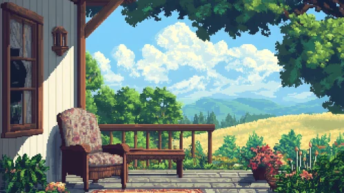 Idyllic Porch with Scenic Countryside View