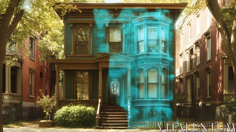 Haunted Victorian House with Paranormal Presence AI Image